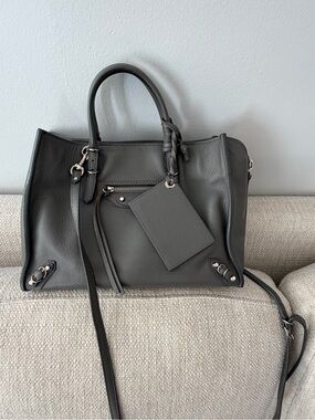 Balenciaga mimi Papier Gray Leather Satchel with Top Handles